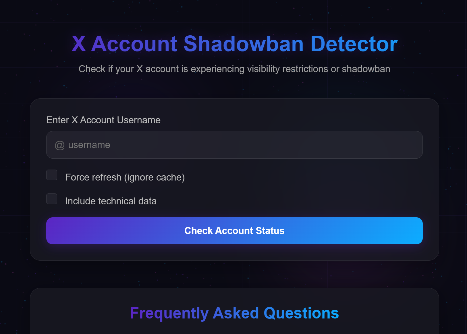 X Account Shadowban Detector Preview